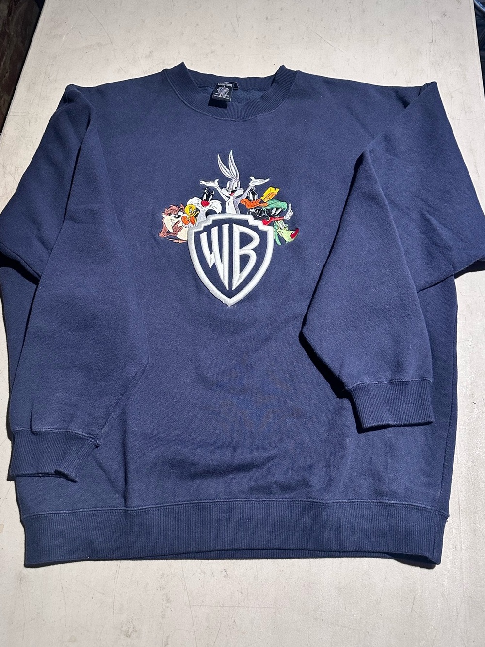 Warner Bros. Navy Crewneck with Looney Tunes Shield Patch